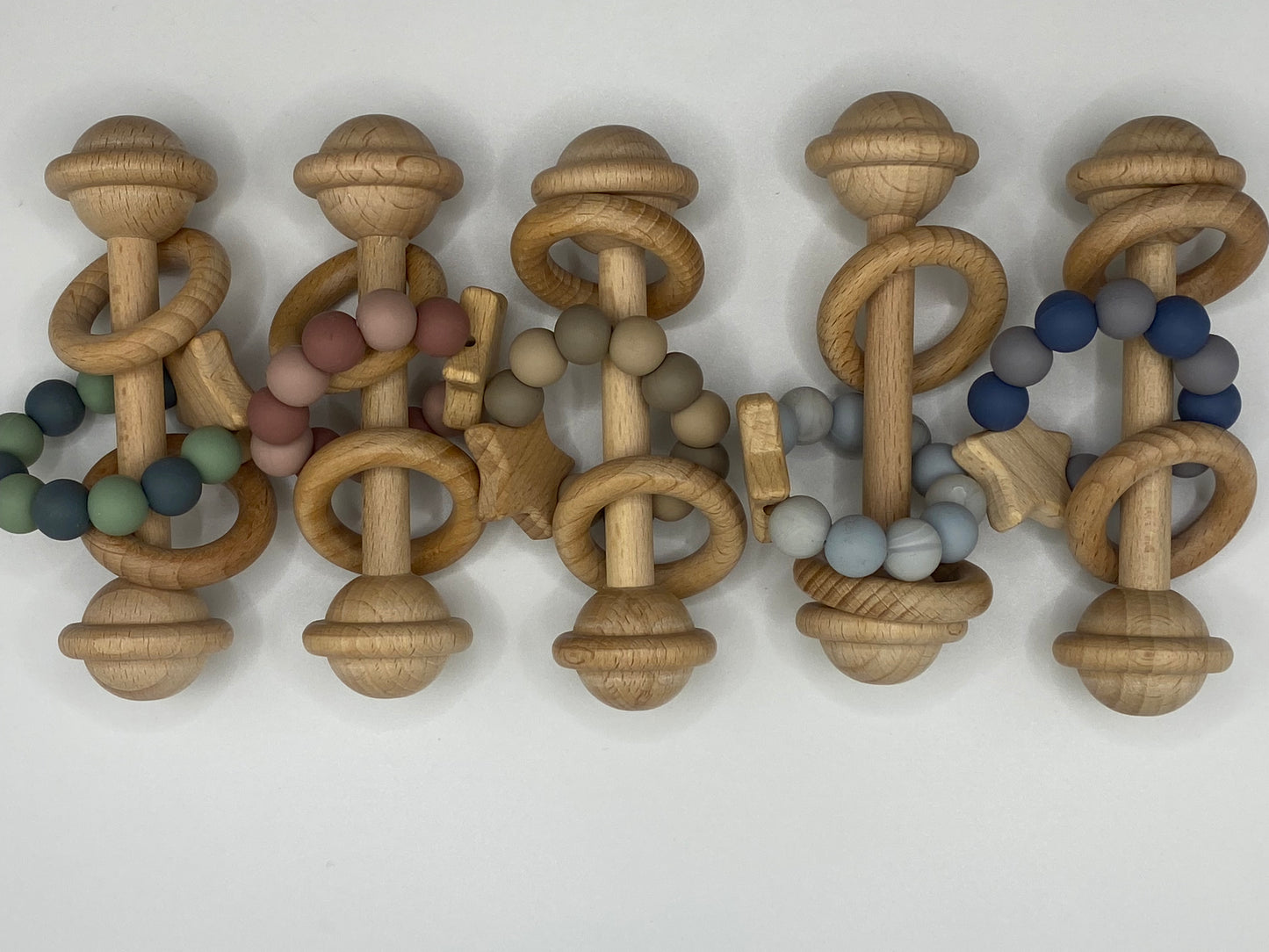 Organic Beech & silicone star rattle