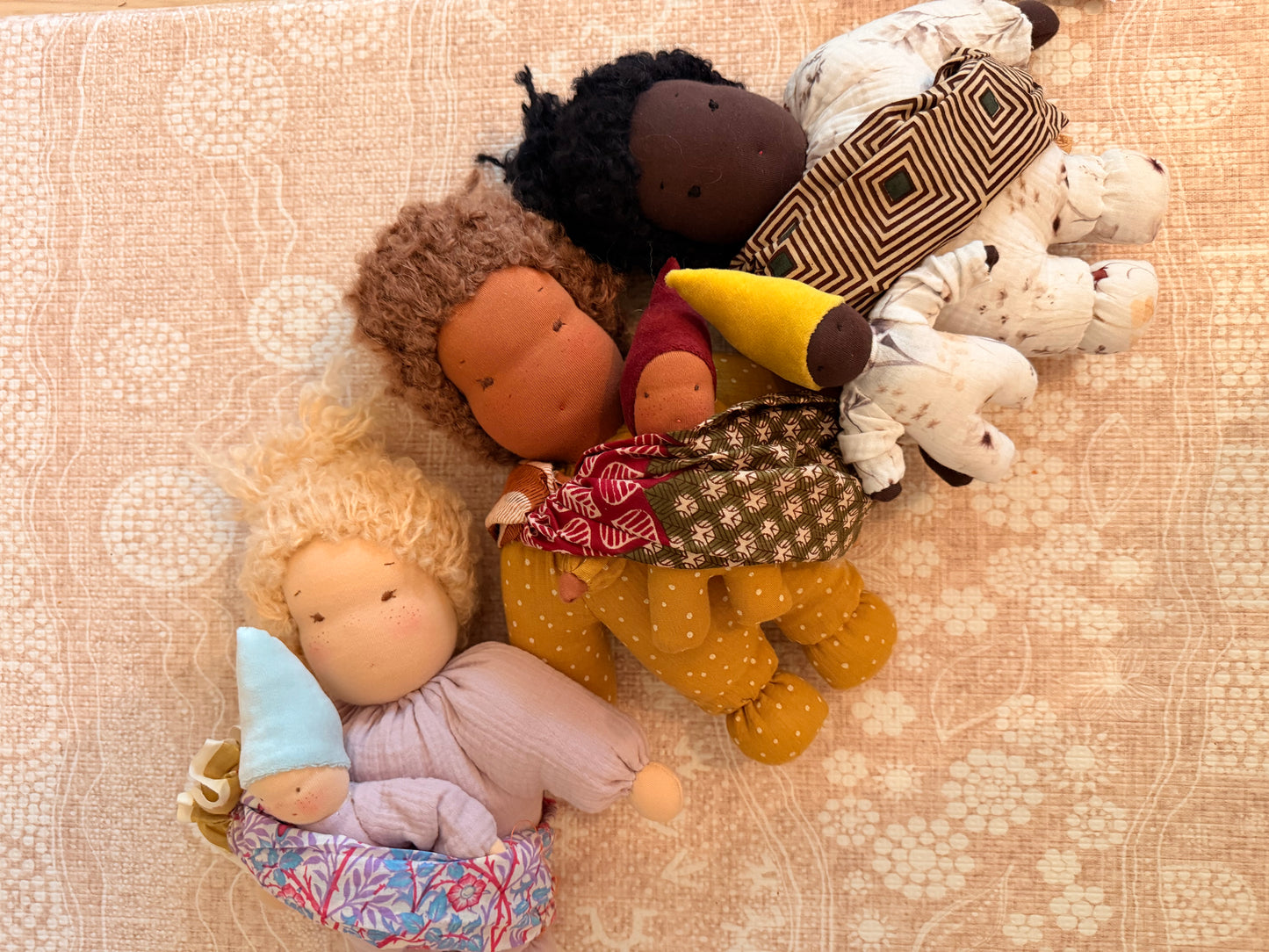 Mama & baby Waldorf inspired fairy doll set- lemon