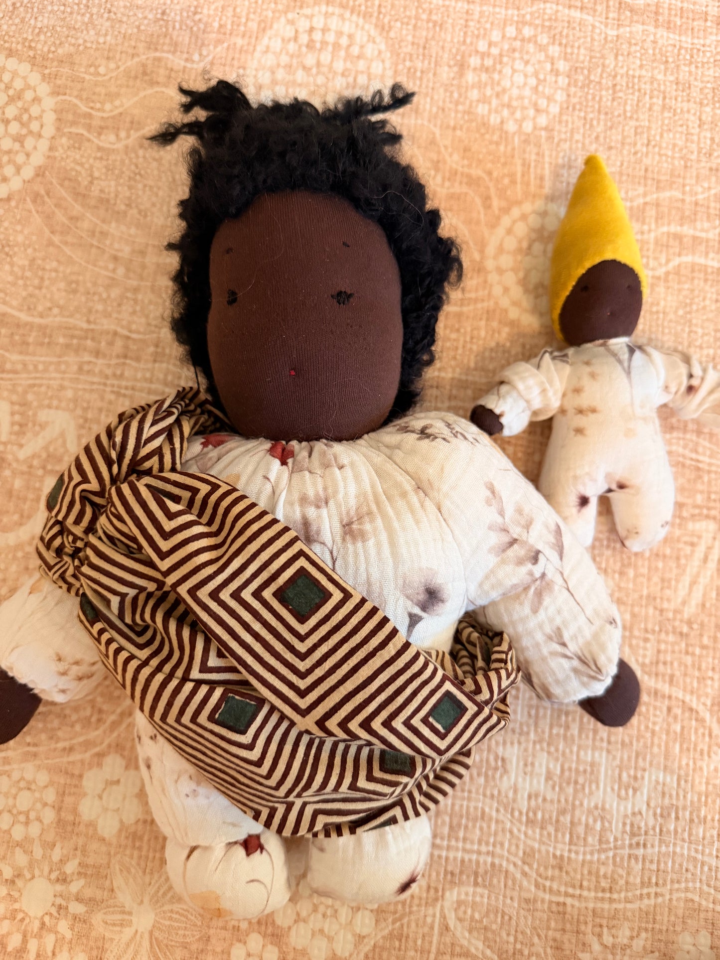 Mama & baby Waldorf inspired fairy doll set- lemon