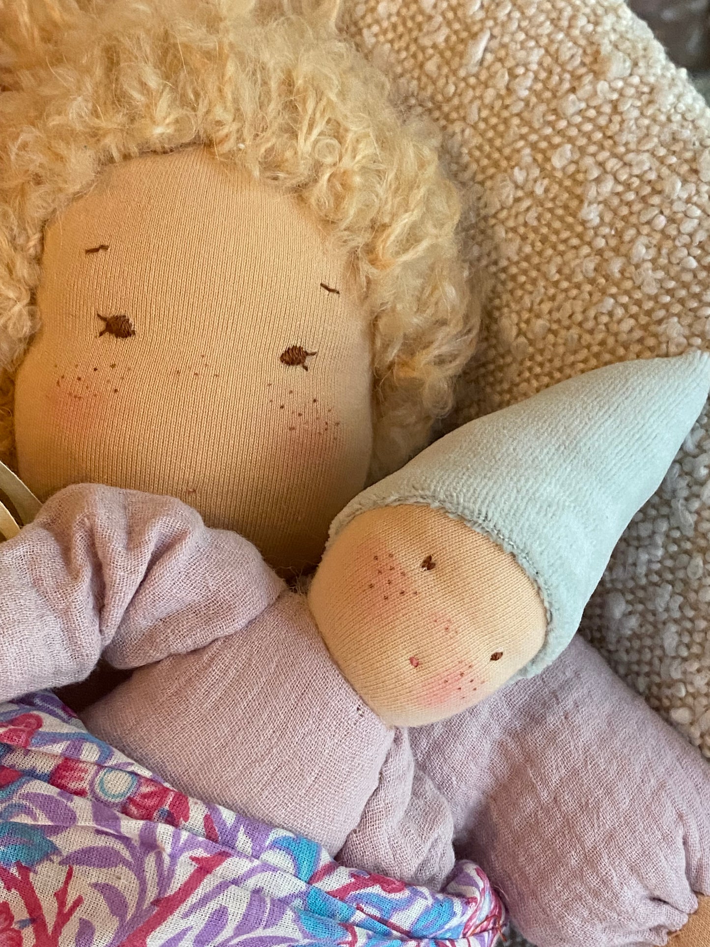 Mama & baby Waldorf inspired fairy doll set - Lilas