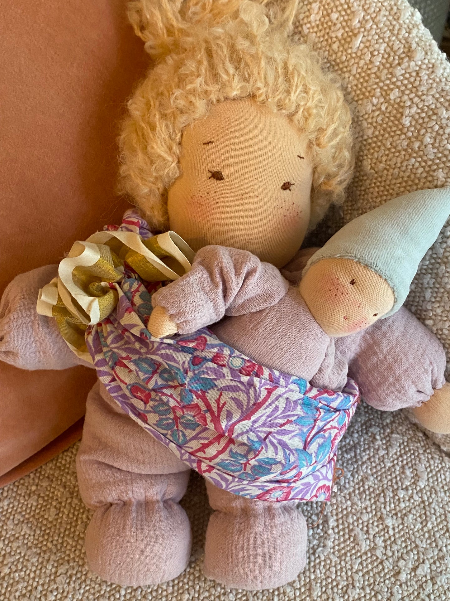 Mama & baby Waldorf inspired fairy doll set - Lilas