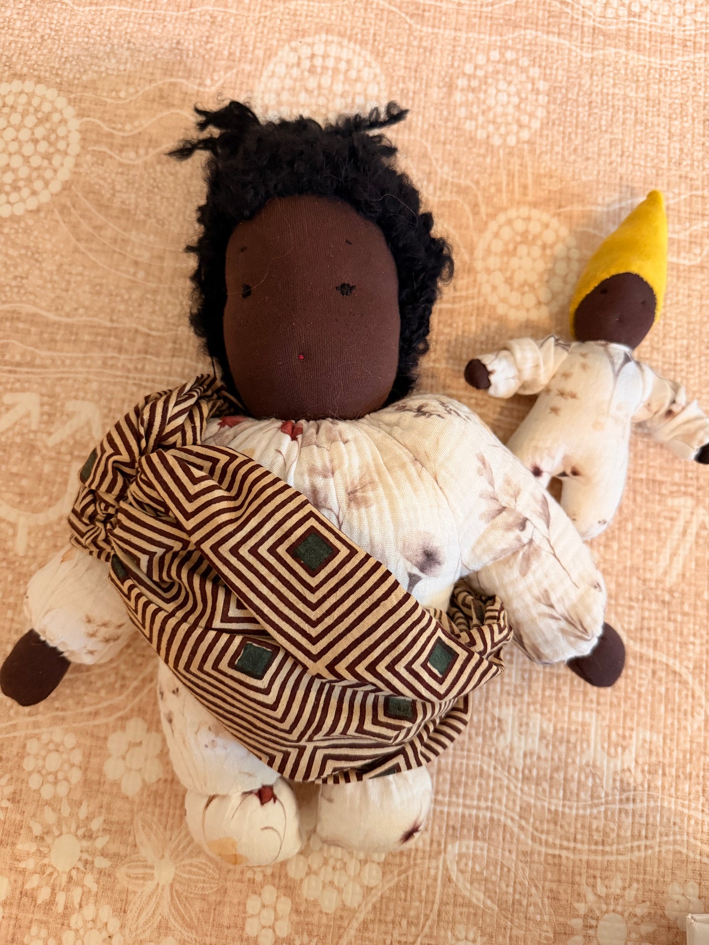 Mama & baby Waldorf inspired fairy doll set- lemon