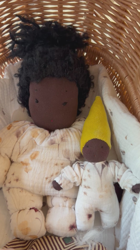 Mama & baby Waldorf inspired fairy doll set- lemon