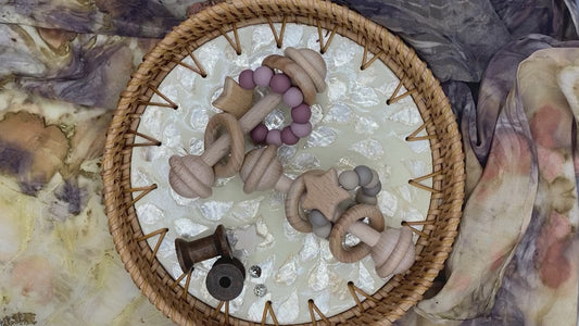 Organic Beech & silicone star rattle